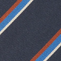 CRAVATTA REGIMENTAL IN SETA BLU SCURO Righe marroni e azzurre