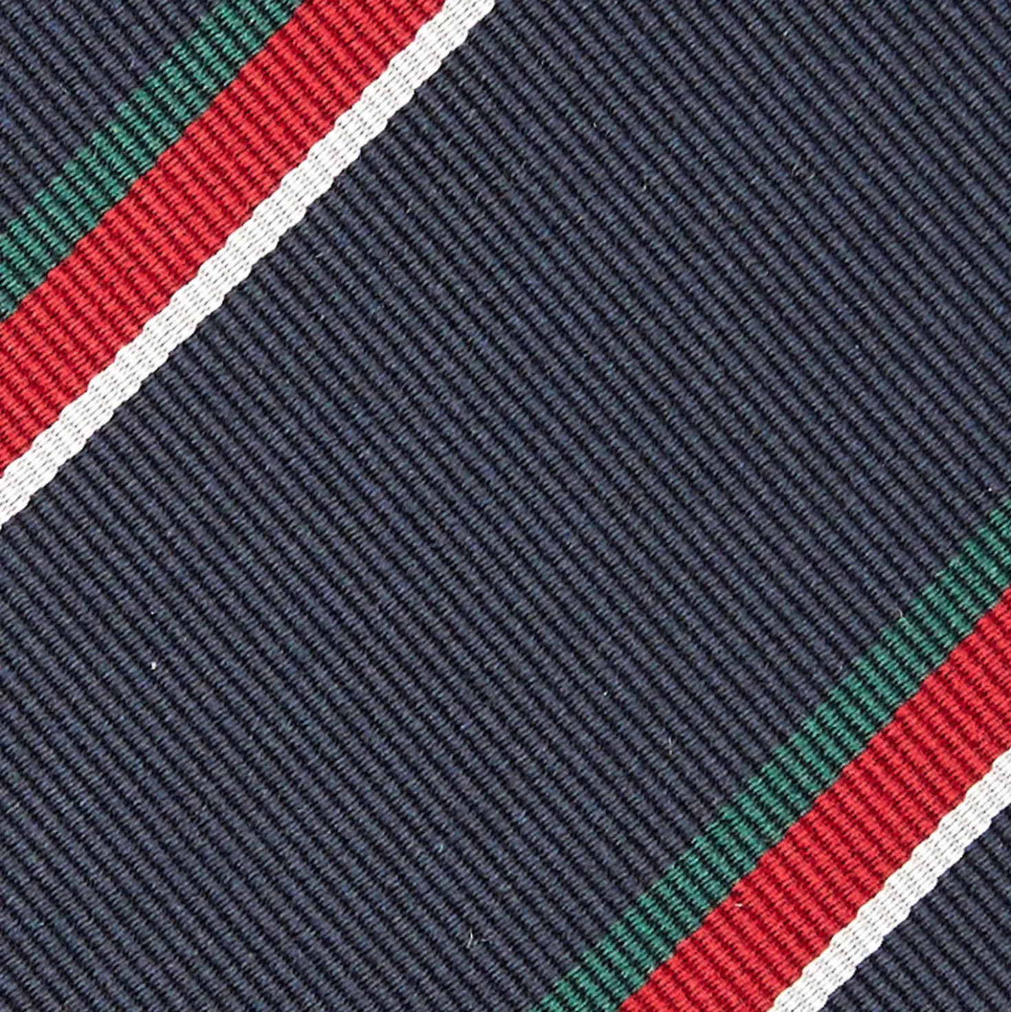 CRAVATTA REGIMENTAL IN SETA BLU SCURO Righe verdi e rosse