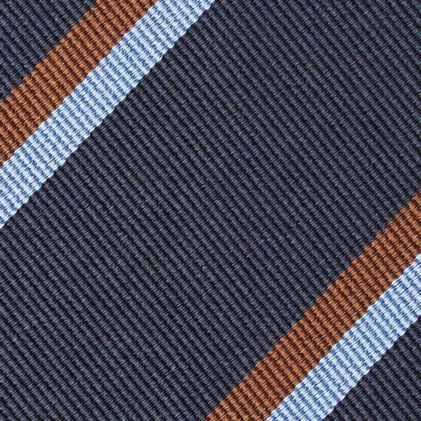 CRAVATTA REGIMENTAL IN SETA BLU SCURO Righe marroni e azzurre