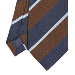 CRAVATTA REGIMENTAL IN SETA BLU SCURO Righe azzurre e marroni