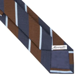 CRAVATTA REGIMENTAL IN SETA BLU SCURO Righe azzurre e marroni