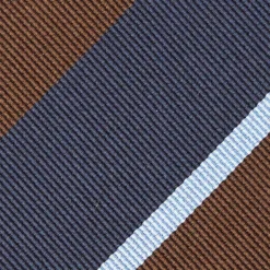 CRAVATTA REGIMENTAL IN SETA BLU SCURO Righe azzurre e marroni