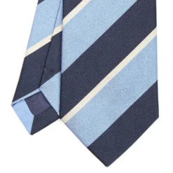 CRAVATTA REGIMENTAL IN SETA BLU SCURO Righe azzurre e bianche