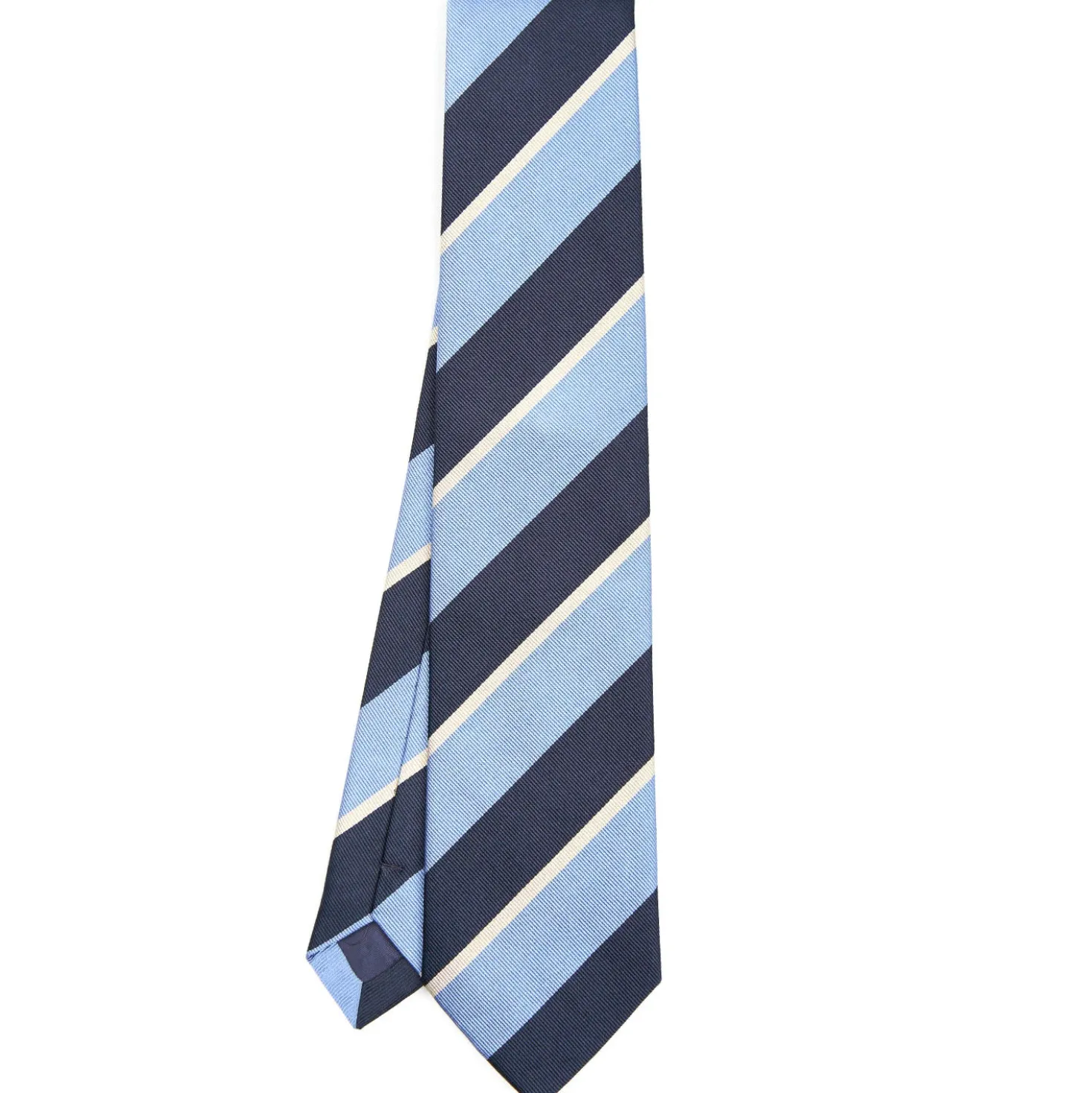 CRAVATTA REGIMENTAL IN SETA BLU SCURO Righe azzurre e bianche