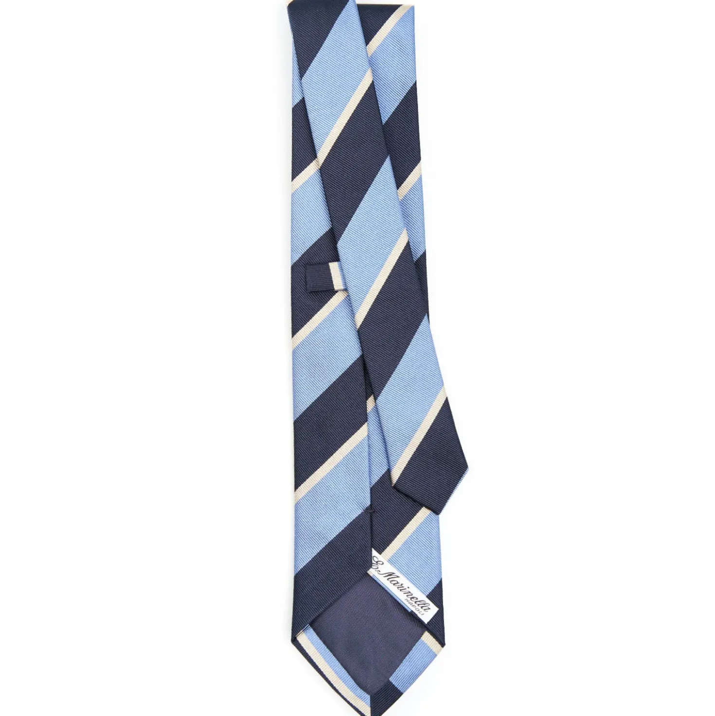 CRAVATTA REGIMENTAL IN SETA BLU SCURO Righe azzurre e bianche