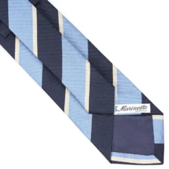 CRAVATTA REGIMENTAL IN SETA BLU SCURO Righe azzurre e bianche