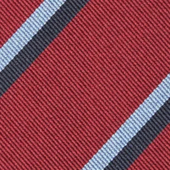 CRAVATTA REGIMENTAL IN SETA BORDEAUX Righe azzure e blu