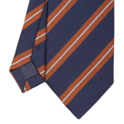 CRAVATTA REGIMENTAL IN SETA BLU SCURO Righe marroni