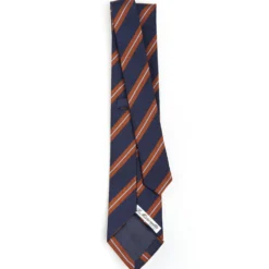 CRAVATTA REGIMENTAL IN SETA BLU SCURO Righe marroni