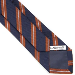 CRAVATTA REGIMENTAL IN SETA BLU SCURO Righe marroni