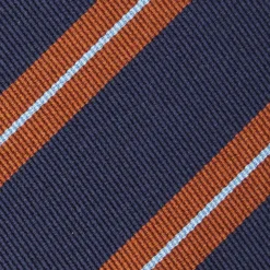 CRAVATTA REGIMENTAL IN SETA BLU SCURO Righe marroni