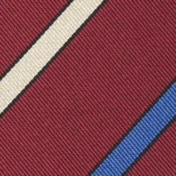 CRAVATTA REGIMENTAL IN SETA BORDEAUX Righe beige e azzurre