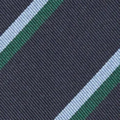 CRAVATTA REGIMENTAL IN SETA BLU SCURO Righe azzurre e verdi