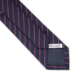 CRAVATTA REGIMENTAL IN SETA BLU SCURO Righe rosse