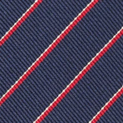 CRAVATTA REGIMENTAL IN SETA BLU SCURO Righe rosse
