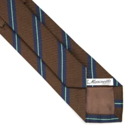 CRAVATTA REGIMENTAL IN SETA MARRONE SCURO Riche blu e verdi