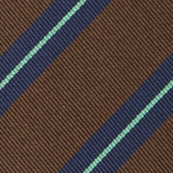 CRAVATTA REGIMENTAL IN SETA MARRONE SCURO Riche blu e verdi