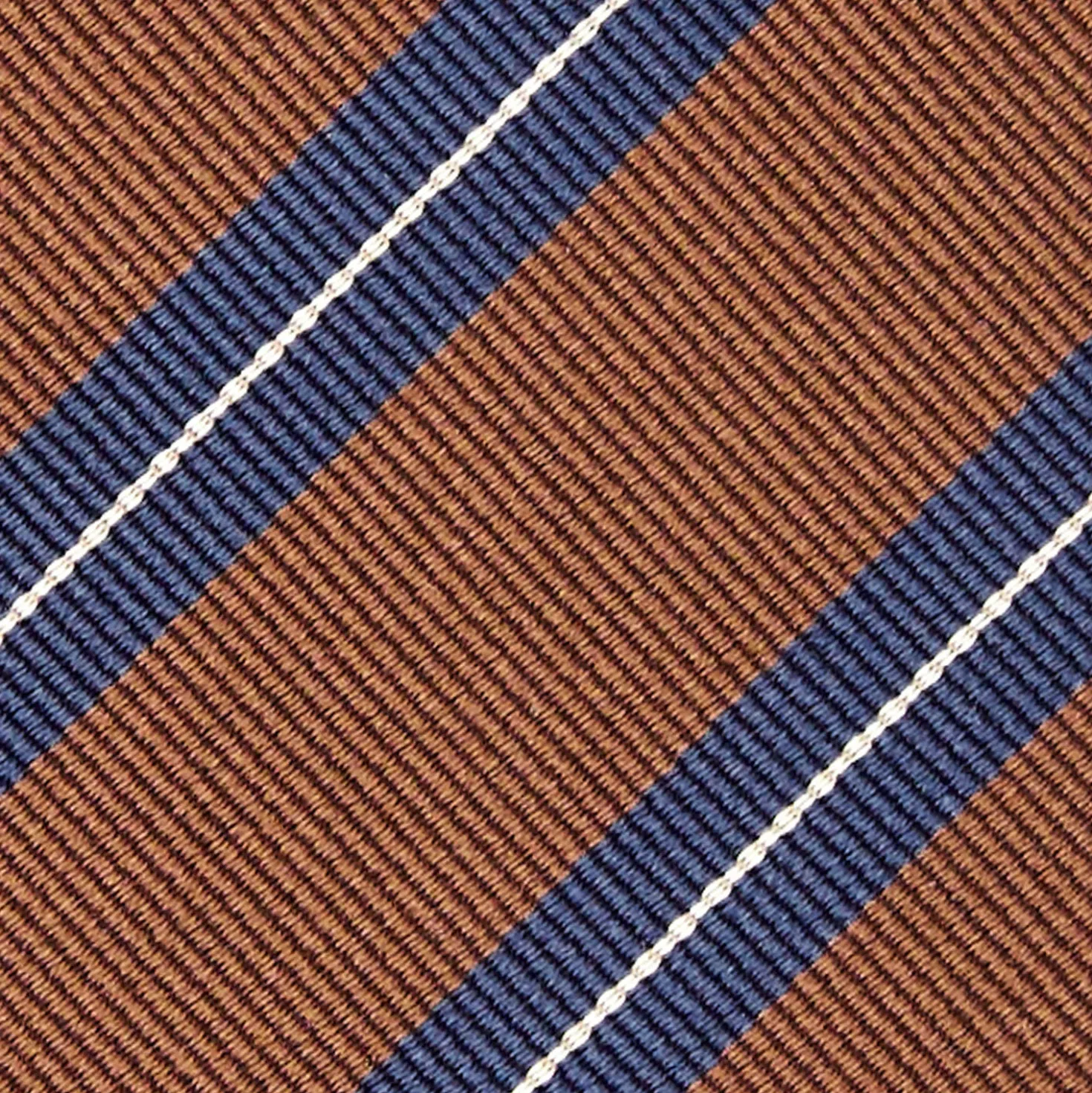 CRAVATTA REGIMENTAL IN SETA MARRONE SCURO Righe blu e bianche