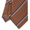 CRAVATTA REGIMENTAL IN SETA MARRONE SCURO Righe blu e bianche