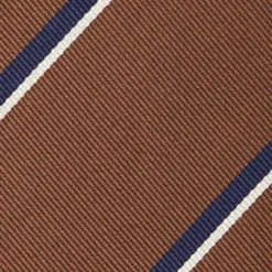 CRAVATTA REGIMENTAL IN SETA MARRONE SCURO Righe blu e bianche