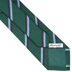 CRAVATTA REGIMENTAL IN SETA VERDE SCURO Righe blue e azzurre