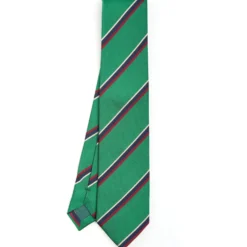 CRAVATTA REGIMENTAL IN SETA VERDE SCURO Righe blu e bordeaux