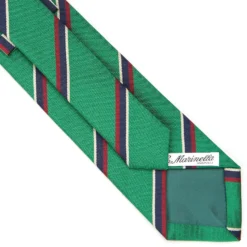 CRAVATTA REGIMENTAL IN SETA VERDE SCURO Righe blu e bordeaux