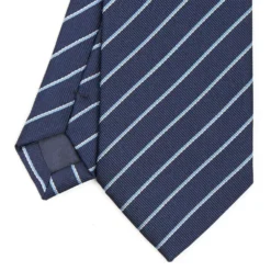 CRAVATTA RIGATA IN SETA BLU SCURO Righe azzurre