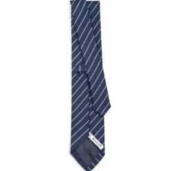 CRAVATTA RIGATA IN SETA BLU SCURO Righe azzurre