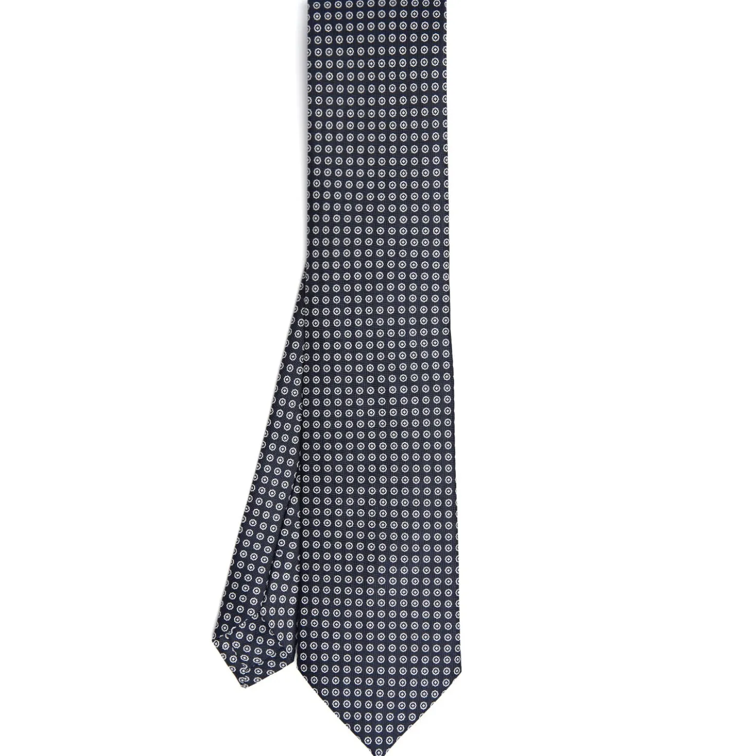 CRAVATTA SARTOIRALE CLASSICA IN SETA BLU SCURO Microfantasia fiore