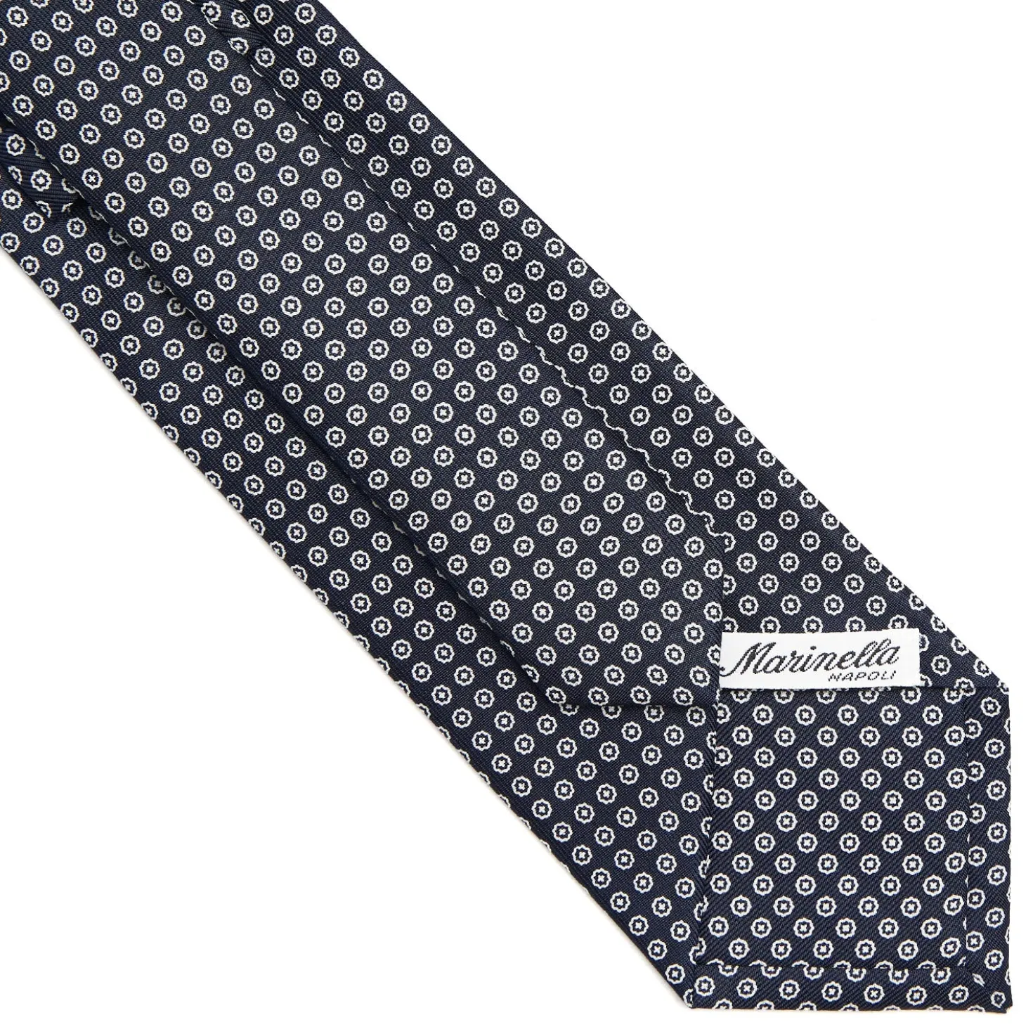CRAVATTA SARTOIRALE CLASSICA IN SETA BLU SCURO Microfantasia fiore