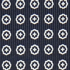 CRAVATTA SARTOIRALE CLASSICA IN SETA BLU SCURO Microfantasia fiore
