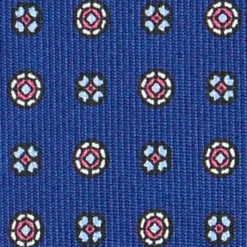CRAVATTA SARTORIALE CLASSICA IN SETA BLU Microfantasia fiore