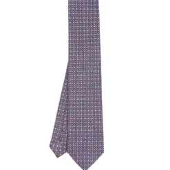 CRAVATTA SARTORIALE CLASSICA IN SETA BLU SCURO Microfantasia fiore