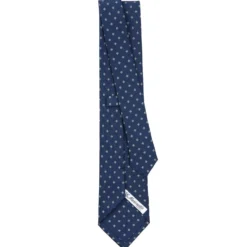 CRAVATTA SARTORIALE CLASSICA IN SETA BLU SCURO Microfantasia fiore