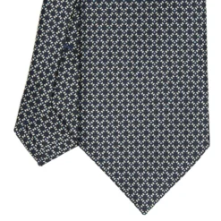 CRAVATTA SARTORIALE CLASSICA IN SETA BLU SCURO Microfantasia geometrica