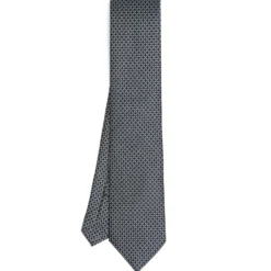 CRAVATTA SARTORIALE CLASSICA IN SETA BLU SCURO Microfantasia geometrica