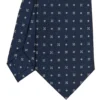 CRAVATTA SARTORIALE CLASSICA IN SETA BLU SCURO Microfantasia fiore