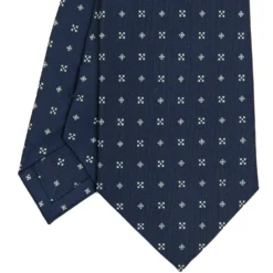 CRAVATTA SARTORIALE CLASSICA IN SETA BLU SCURO Microfantasia fiore