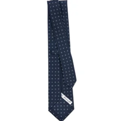 CRAVATTA SARTORIALE CLASSICA IN SETA BLU SCURO Microfantasia fiore