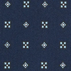 CRAVATTA SARTORIALE CLASSICA IN SETA BLU SCURO Microfantasia fiore