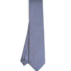CRAVATTA SARTORIALE CLASSICA IN SETA BLU SCURO Microfantasia m geometrica