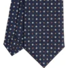 CRAVATTA SARTORIALE CLASSICA IN SETA BLU SCURO Microfantasia fiore