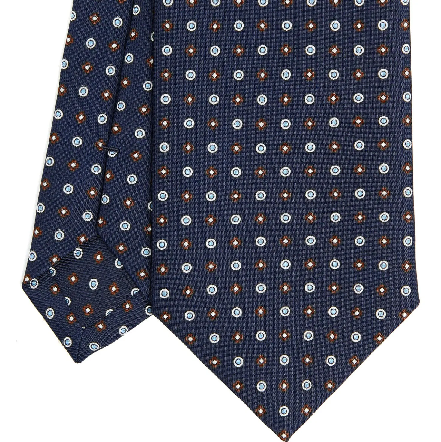 CRAVATTA SARTORIALE CLASSICA IN SETA BLU SCURO Microfantasia fiore
