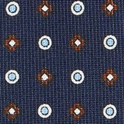 CRAVATTA SARTORIALE CLASSICA IN SETA BLU SCURO Microfantasia fiore