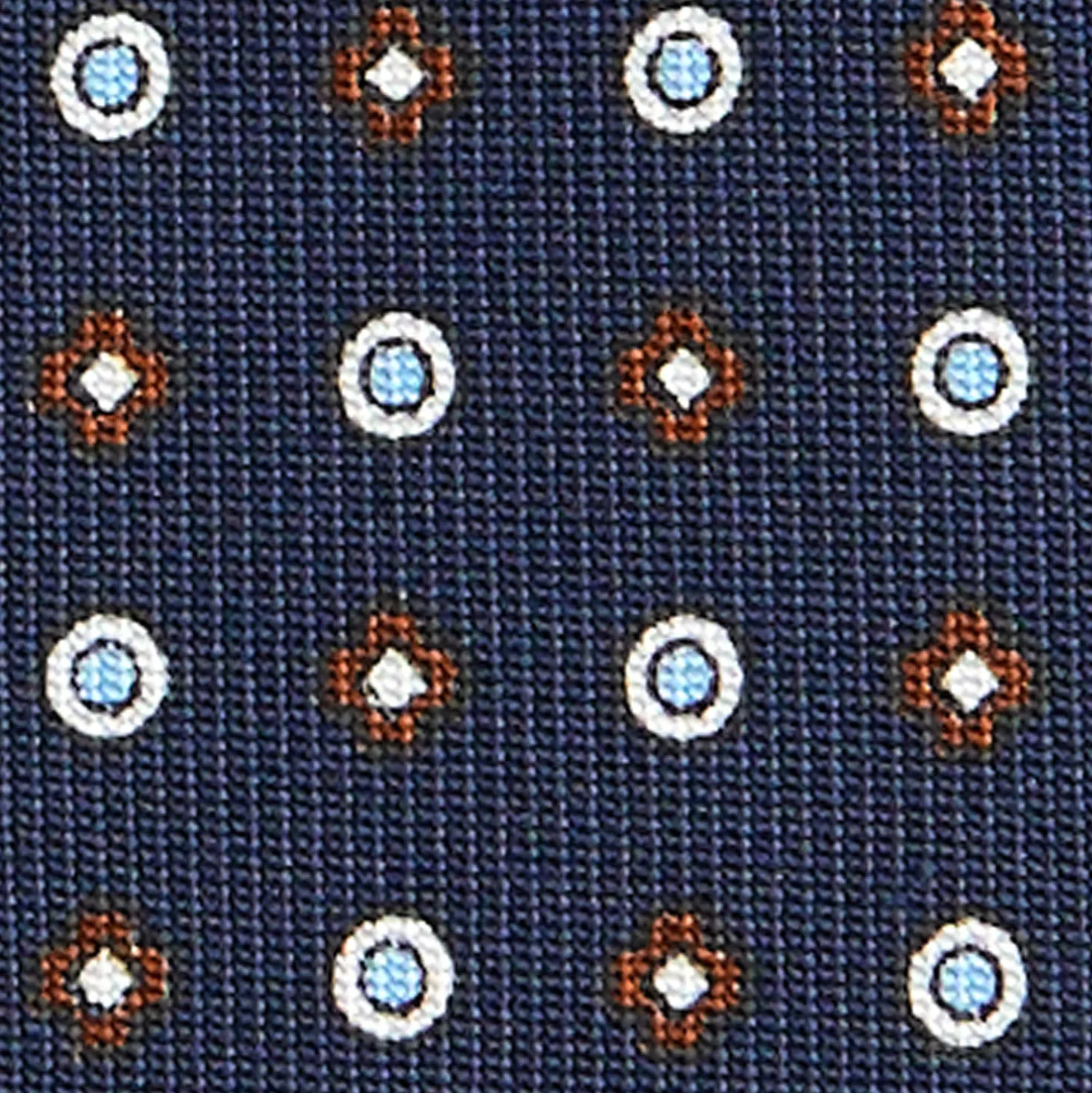 CRAVATTA SARTORIALE CLASSICA IN SETA BLU SCURO Microfantasia fiore