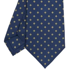 CRAVATTA SARTORIALE CLASSICA IN SETA BLU SCURO Microfantasia fiore