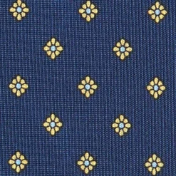 CRAVATTA SARTORIALE CLASSICA IN SETA BLU SCURO Microfantasia fiore