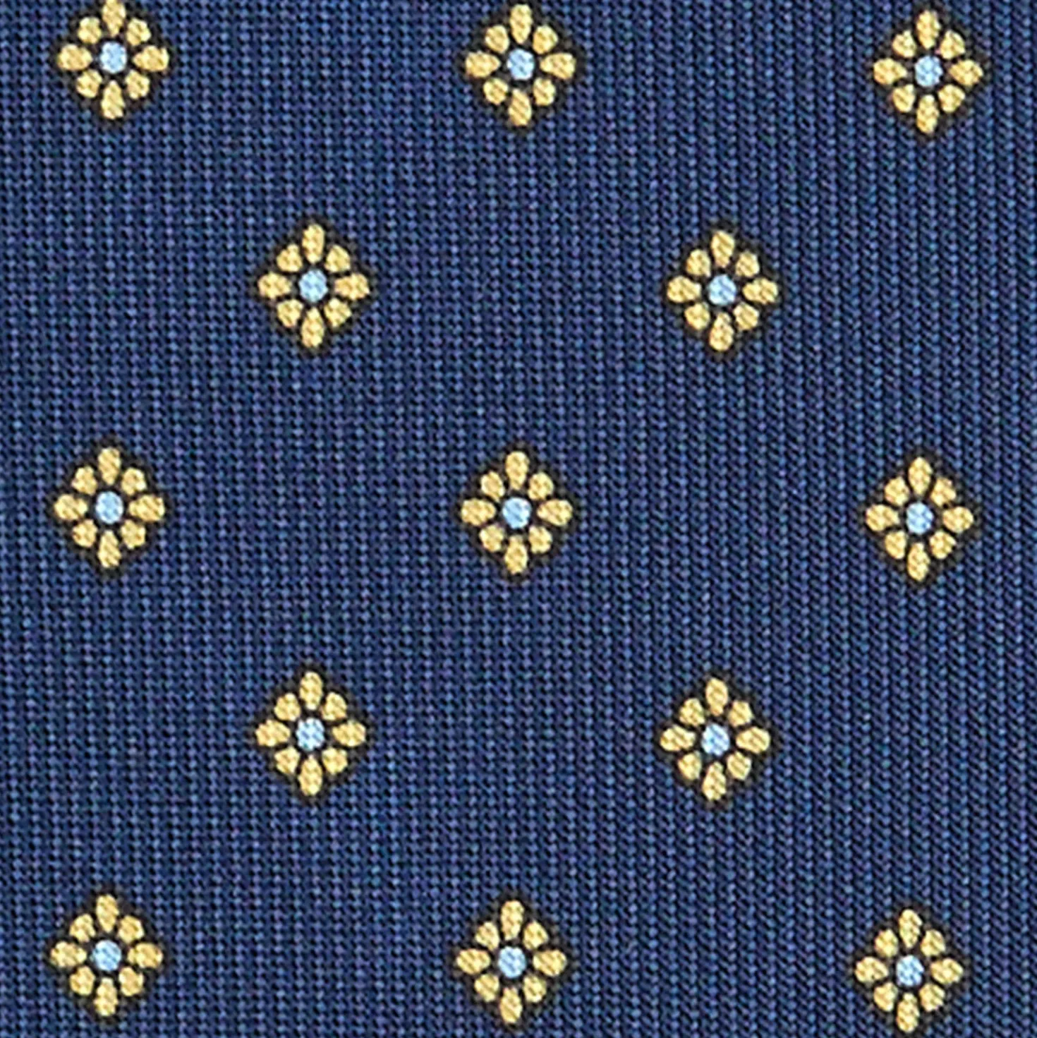 CRAVATTA SARTORIALE CLASSICA IN SETA BLU SCURO Microfantasia fiore