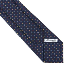 CRAVATTA SARTORIALE CLASSICA IN SETA BLU SCURO Microfantasia fiore